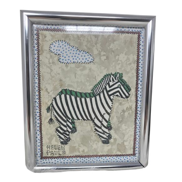 Helen Paul Bundle of 3-10" X 8" Animal Lion Zebra Elephant Signed Framed Artwork - Picture 2 of 7